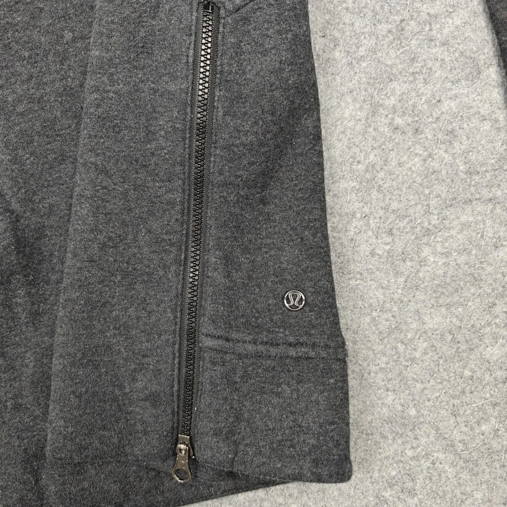 Lululemon Sweatshirt Womens 4 Gray Fleece Side Zip Pocket Crewneck Pullover